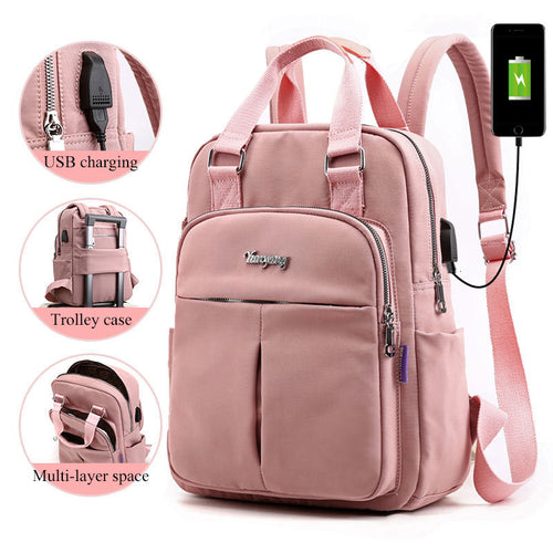 Girls Laptop Backpacks Pink Men USB Charging Bagpack Women Travel Backpack School bags Bag For boys Teenage mochila escolar - LiveTrendsX