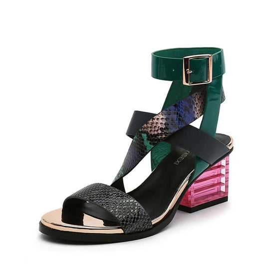 Gladiator Sandals Women Mixed Color Cross Strap - LiveTrendsX