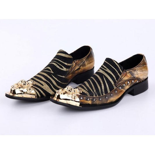 Luxury Metal Tip Formal Men Dress Shoes Leather Spikes Studded Men's Evening Wedding Party Shoes Plus Size - LiveTrendsX