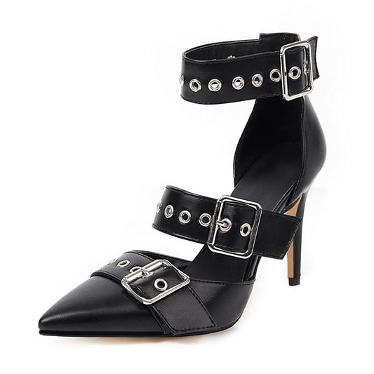 Buckle Rivet Women Pumps Wedding Shoes Stiletto Heels