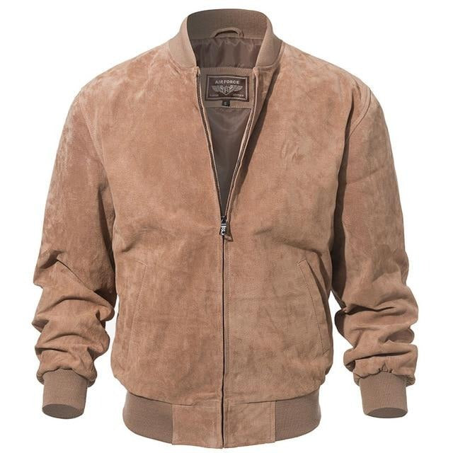 Men Classic Real Pigskin Coat Genuine Baseball Bomber Leather Jacket - LiveTrendsX