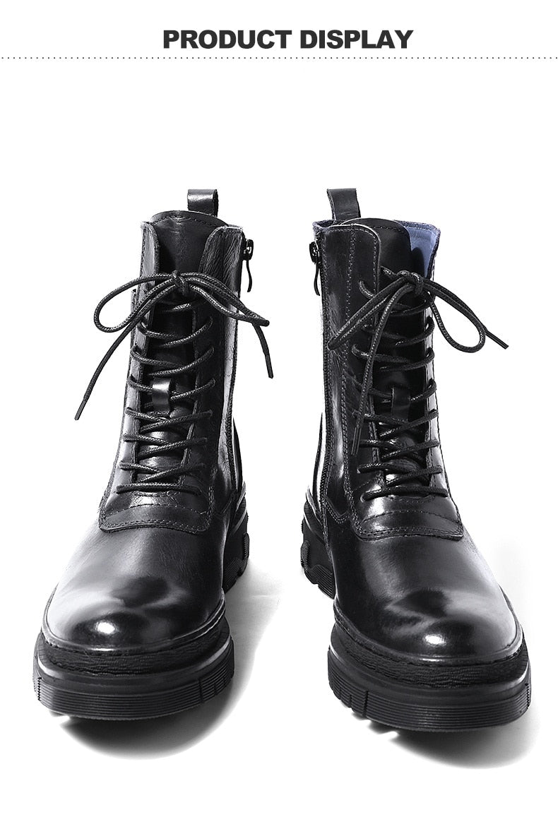 Mens Genuine Leather Lace Up Work Boots