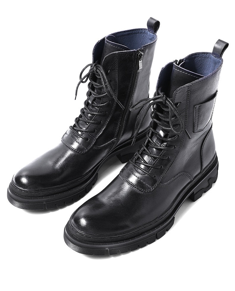 Mens Genuine Leather Lace Up Work Boots