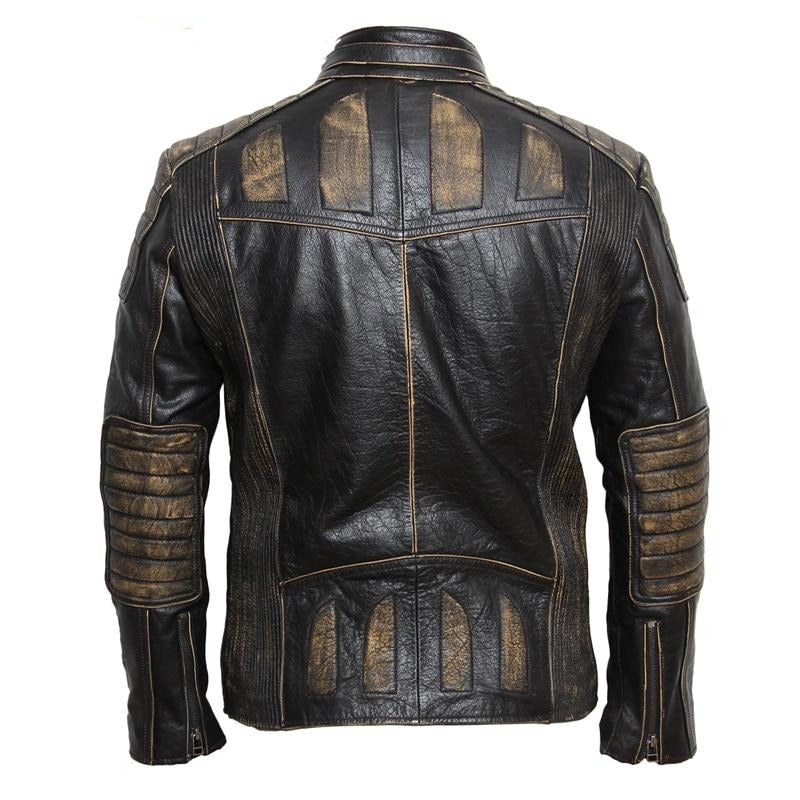 Vintage Motorcycle Jacket Men Leather Jacket 100% Cowhide Genuine Leather Jackets Mens Biker Coat Moto Jacket 5XL 090 - LiveTrendsX