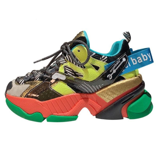 Ins New Sneakers Color Matching Thick Bottom Shoes Woman Platform Women Dad Shoes Female Zapatos De Mujer 2020 - LiveTrendsX