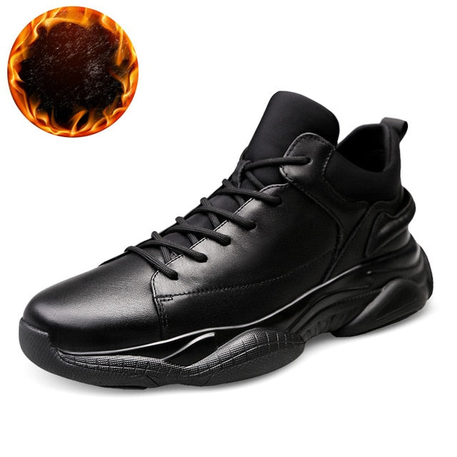 new black brand-name shoes men's sneakers outdoor sports running winter plus velvet warm fur casual waterproof large size - LiveTrendsX