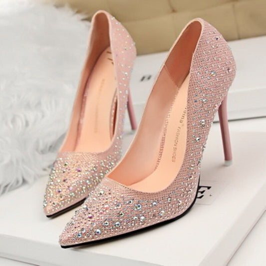 Spring Autumn Women Pumps Sexy Black Gold Silver High Heels Shoes Fashion Luxury Rhinestone Wedding Party Shoes. - LiveTrendsX