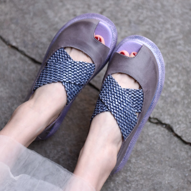 Origional Wedge Heels Platform Women Shoes Peep-toe Sandals Genuine Leather Handmade Shallow Mouth Shoes New - LiveTrendsX