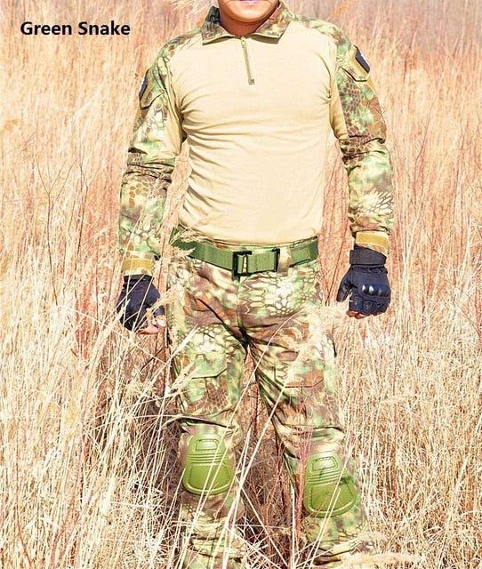 Tactical Camouflage Military Uniform Clothes Suit Men US Army clothes Military Combat Shirt + Cargo Pants Knee Pads - LiveTrendsX