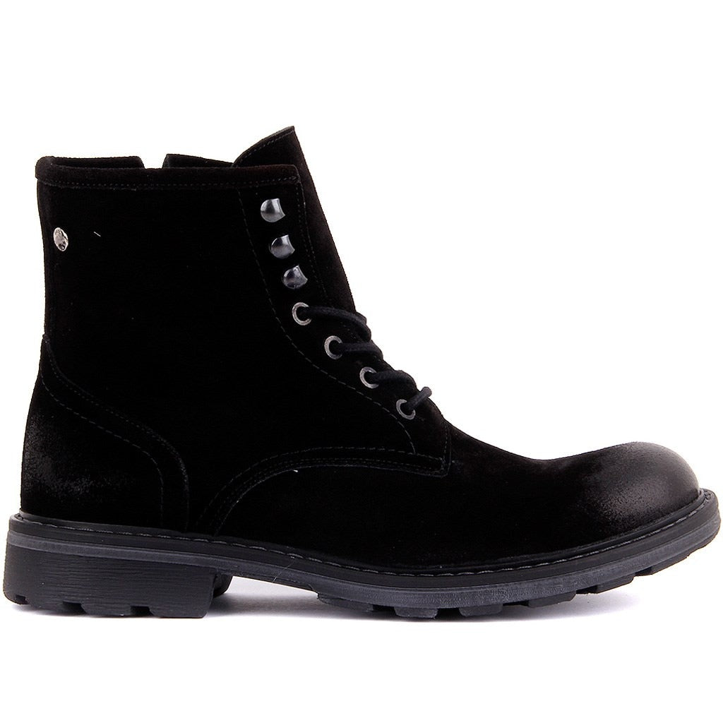 Black Suede Zipper Male Boots - LiveTrendsX