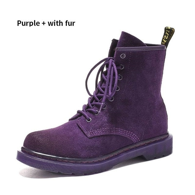 New Women's Motorcycle Boots Work Safety Purple Ladies Ankle Boots For Girls Black Trending Leisure Shoes 35-41 winter martin - LiveTrendsX