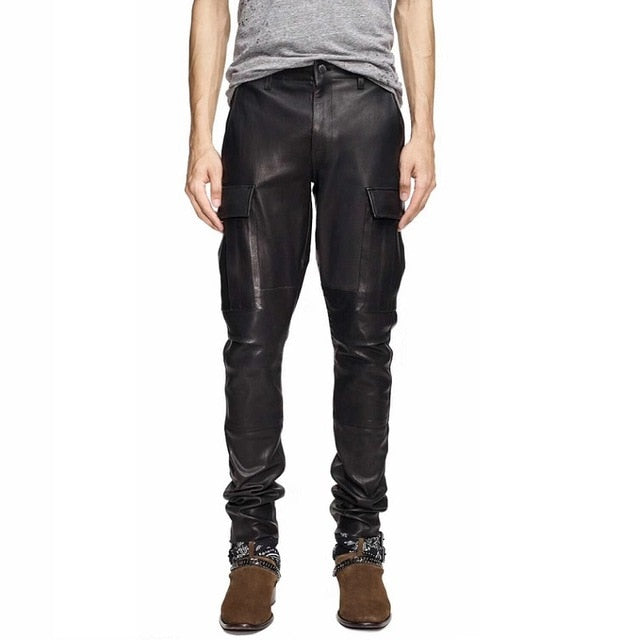 New Arrival  PU Leather Men's stylish Riding Jeans Biker slim casual  pants - LiveTrendsX