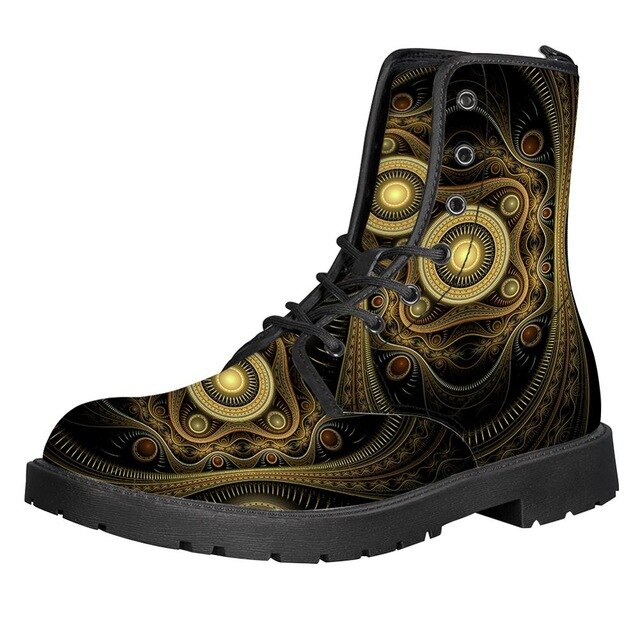 Steam Punk Print Women Martin Boot Platform Shoes Female Motorcycle Ankle Snow Boots For Woman Botas mujer - LiveTrendsX