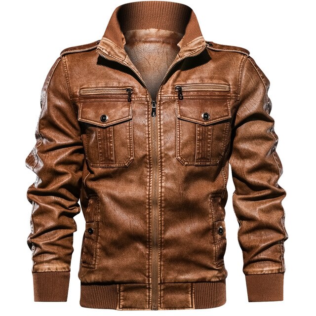 European size S-2XL Luxury Men PU Military Leather Jacket Hooded Motorcycle PU Leather Jackets Coats Male Jaqueta Couro - LiveTrendsX