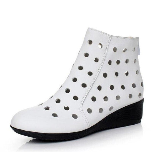 Full genuine leather Hollow Comfort Ankle Boots Summer Women Sandals Plus Size 2020 Summer Sandals Casual Shoes Fashion Sandals - LiveTrendsX