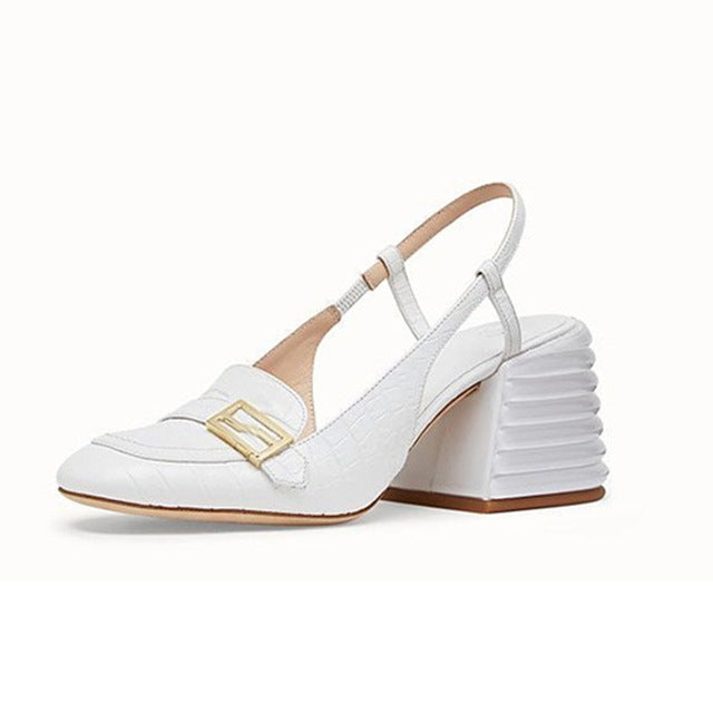 woman summer fashion square high heels pumps square toe leather sandals women party dress shoes size 40 41 42 43 - LiveTrendsX