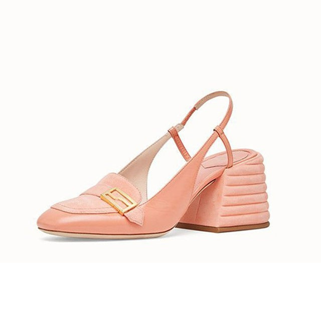 woman summer fashion square high heels pumps square toe leather sandals women party dress shoes size 40 41 42 43 - LiveTrendsX