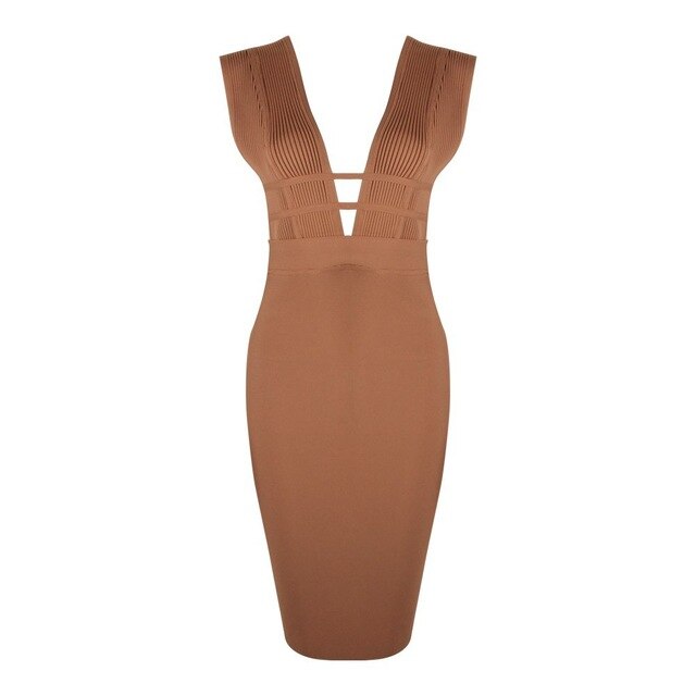 New Sexy Deep V Plunge Sleeveless Cut Out Bodycon Bandage Cocktial Party Dresses Summer Party Dress - LiveTrendsX
