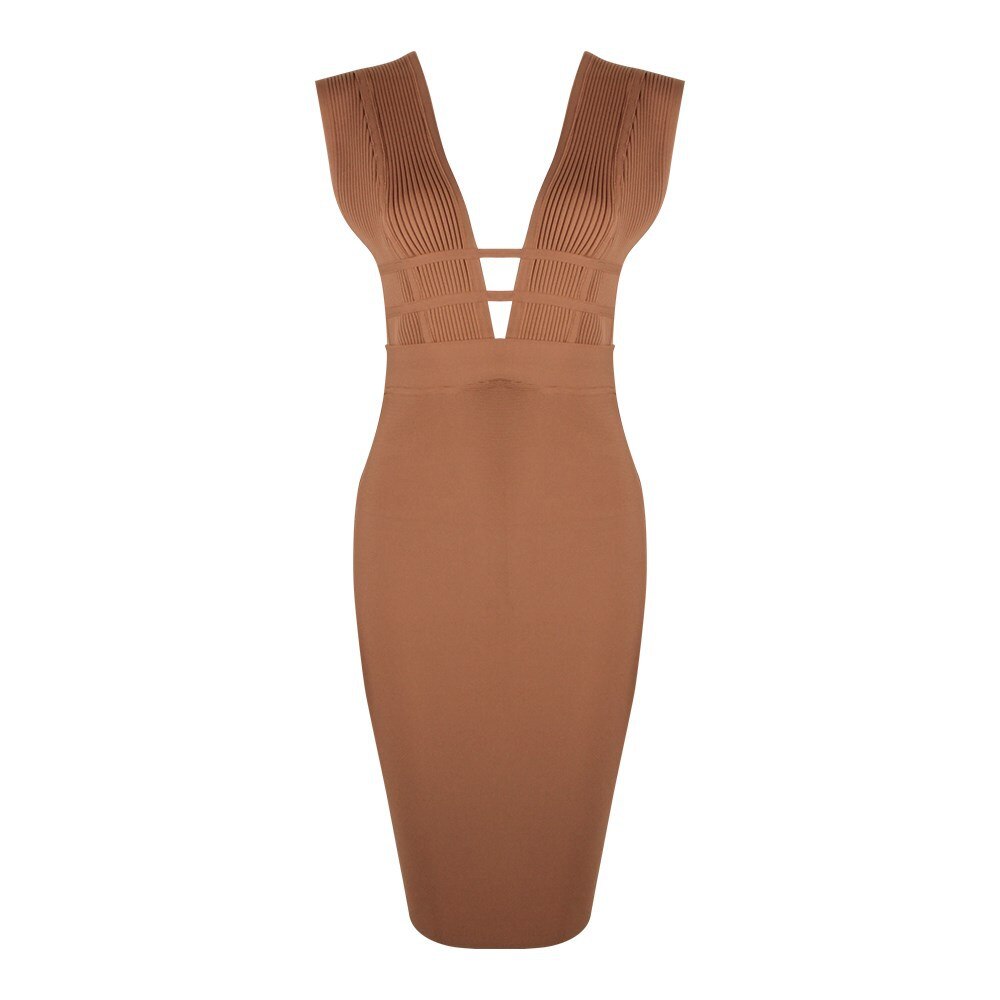 New Sexy Deep V Plunge Sleeveless Cut Out Bodycon Bandage Cocktial Party Dresses Summer Party Dress - LiveTrendsX