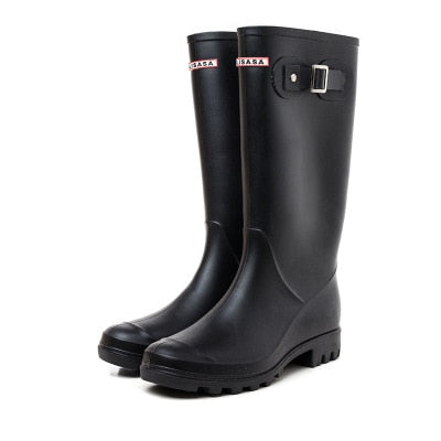 rain boots female Martin boots snow boots waterproof motorcycle boots high boots rain boots buckle long tube shoes - LiveTrendsX