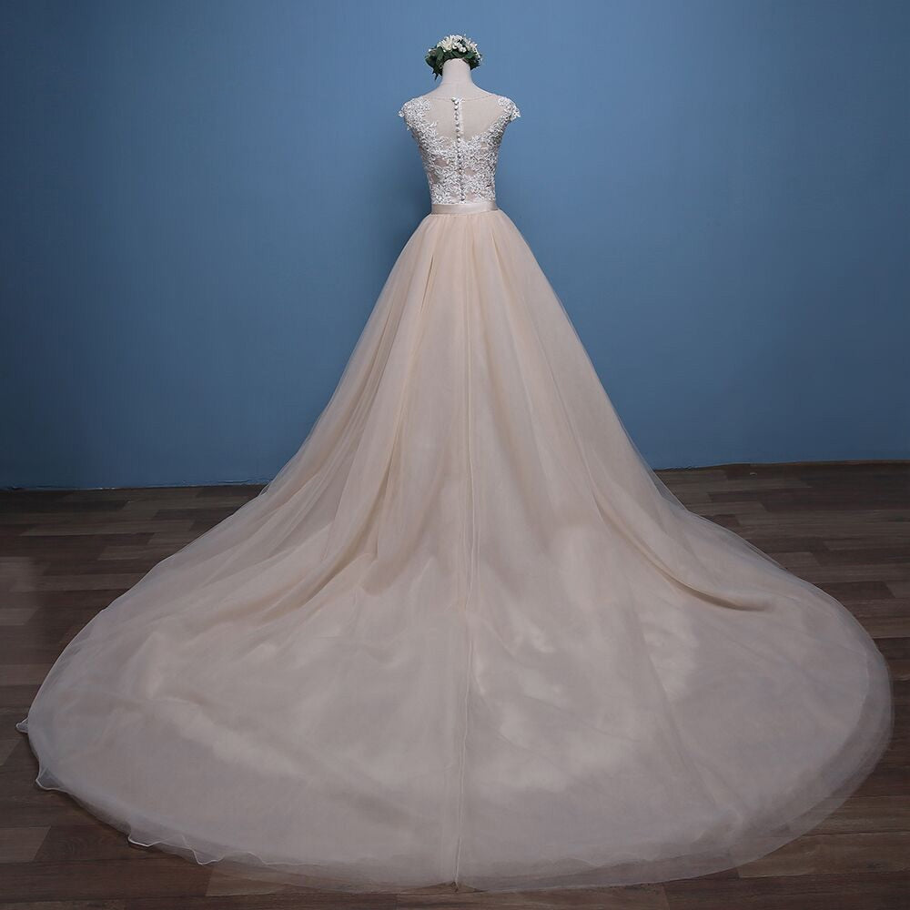 Mermaid Wedding Dress With Detachable Train Vestido De Novia Sirena Appliques Champagne 2 In 1 Wedding Gowns Mariage - LiveTrendsX