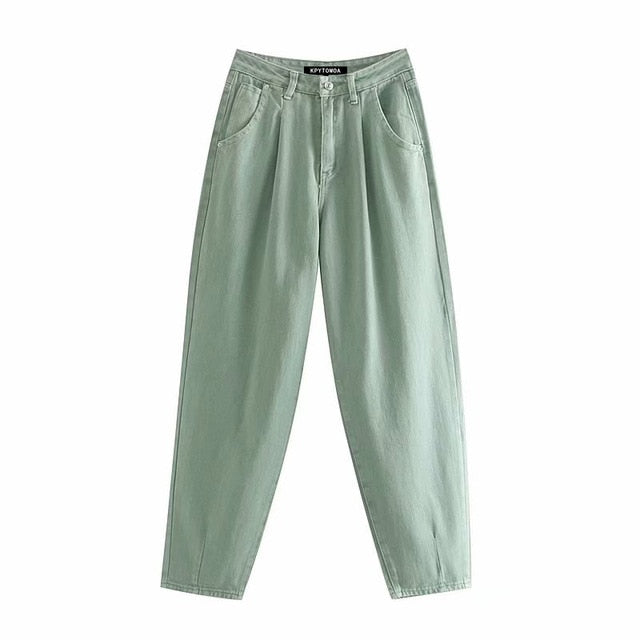 Vintage Stylish Pockets Darts Jeans Women 2020 Fashion High Waist Zipper Fly Denim Harem Pants Chic Jean Femme Trousers - LiveTrendsX