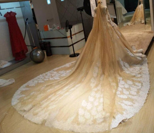 3D Pearl Luxury Wedding Dress 2020 Custom Made Wedding Dress 2020 Beaded Lace Bridal Dress - LiveTrendsX