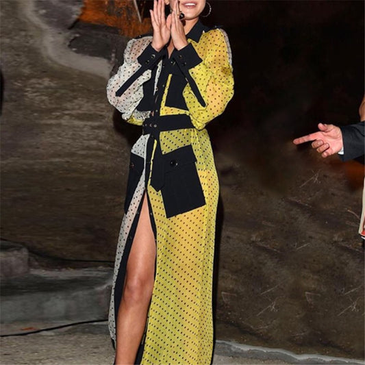 Dot Patchwork Hit Color Dress