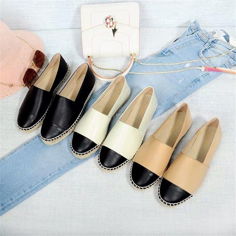 Women's Shoes New Fashion Genuine Leather Flat Shoes Classical Brand Designers Women Spring Autumn Espadrilles Loafers Shoes - LiveTrendsX