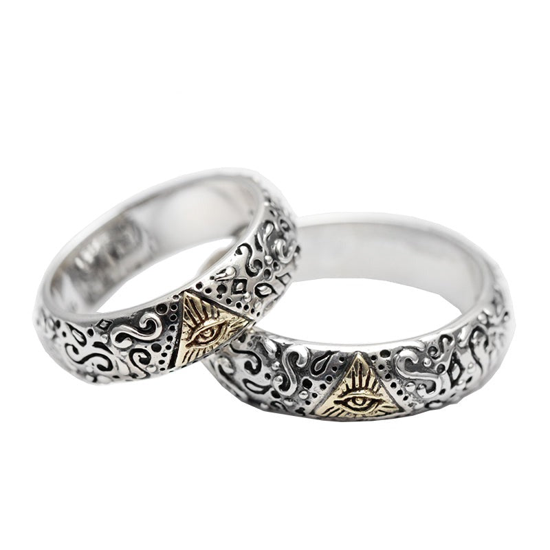 Ring Genuine 925 Silver Eye Of God Personality Ring 9 K