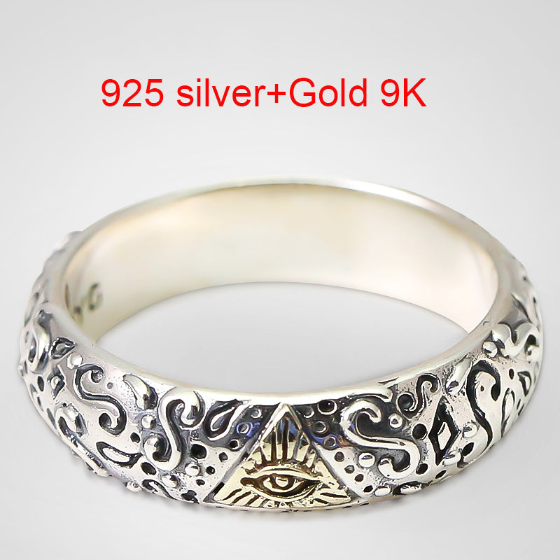Ring Genuine 925 Silver Eye Of God Personality Ring 9 K