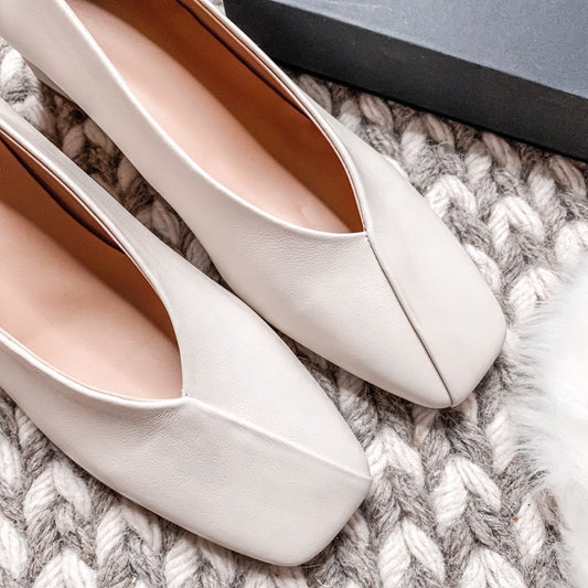 High Heels Women Pumps Natural Genuine Leather Thick High Heel Glove Shoes Real Leather Square Toe Office Lady Shoes 40 - LiveTrendsX