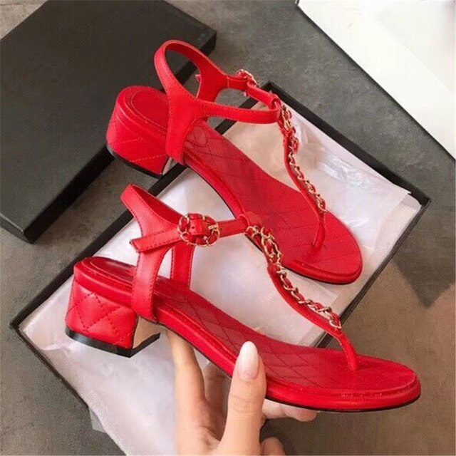 New Summer Sweet Women's Sandals Classic Chain Low Heels Women's Shoes Office/Outside Soft Comfortable Ladies Casual Shoes - LiveTrendsX