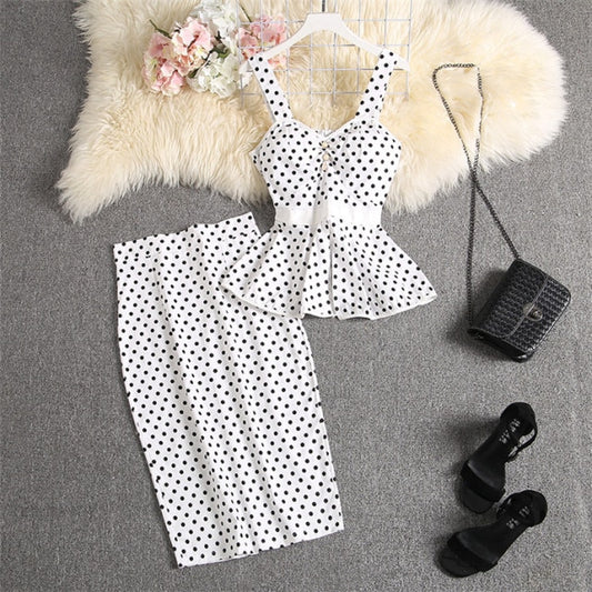 Women Blouses Outfit Knee Length Skirt Set