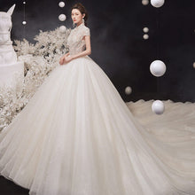Load image into Gallery viewer, Full Beaded Crystal Shiny Gorgeous Ball Gown Wedding Dress Vestido De Noiva Princesa High Neck Short Sleeve Princess Dresses - LiveTrendsX
