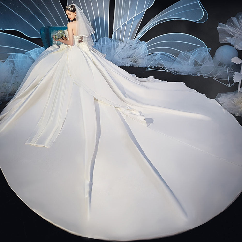 Best France Satin Gorgeous Ball Gown Wedding Dress Plus Size  Vestido De Casamento Elegant Bridal Dresses China - LiveTrendsX