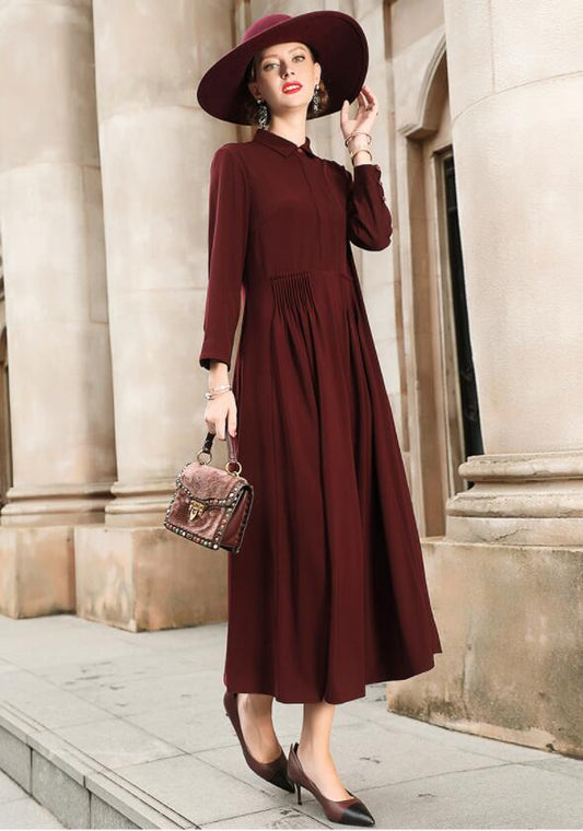 Pure Silk Dress for Women Natural Silk Beach Elegant Holiday Red Print Floral Plus Size dress M-3XL V-Neck Summer - LiveTrendsX