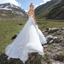 Load image into Gallery viewer, Sexy Beach Wedding Dress Halter Sleeveless Applique Lace See-through High Slit Chiffon Robe De Mariage Wedding Dress - LiveTrendsX
