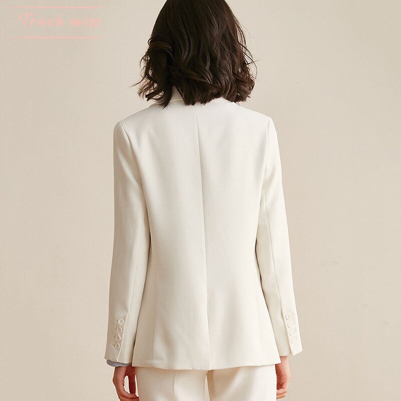 White Blazer Women 100% Polyester Solid Blazer Long Sleeve Single Button High Quality Work Clothing Casual Blazer Women - LiveTrendsX