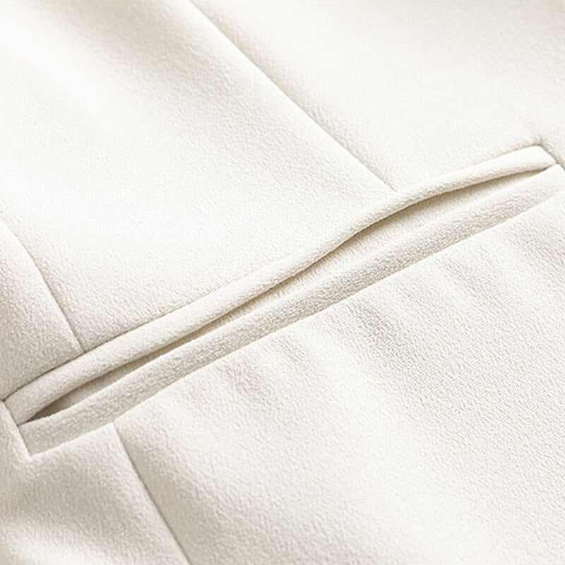White Blazer Women 100% Polyester Solid Blazer Long Sleeve Single Button High Quality Work Clothing Casual Blazer Women - LiveTrendsX