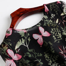Load image into Gallery viewer, High Quality 100% Silk Dress Women Print Patchwork Ruffles Hem O Neck Long Sleeves Tassel Belt Bohemian Style - LiveTrendsX
