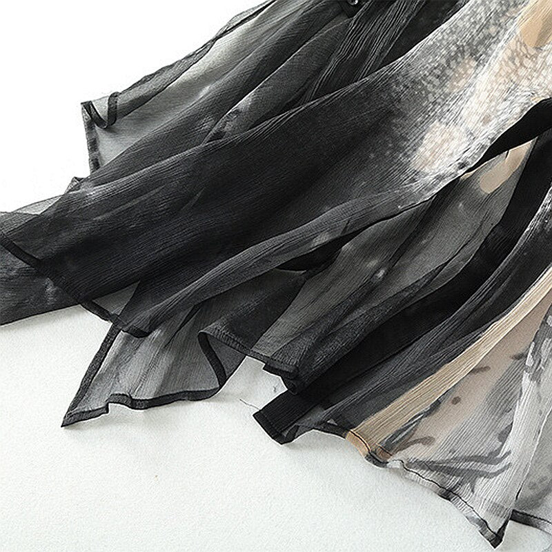 High Quality 100% Silk Dress Women Suspender Two-piece Set Print Long Sleeve Casual Shirt Dress Women New Fashion Style - LiveTrendsX