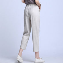 Load image into Gallery viewer, Pants Women 55% Linen Blended Mid Waist Pockets Solid Calf-length Pants Simple Design Plus Sizes Casual Pant New Fashion - LiveTrendsX
