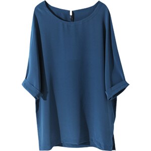 T-shirt Women 100% Heavy Silk Simple Design Loose O Neck Solid Three Quarter Batwing Sleeves Casual  New Fashion - LiveTrendsX