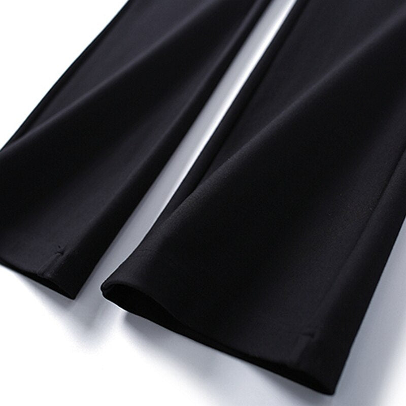 Flare Pants Slim Elastic Fabric  Ankle Length Pants Women Stretch Pockets Fashion Europe and America Style - LiveTrendsX