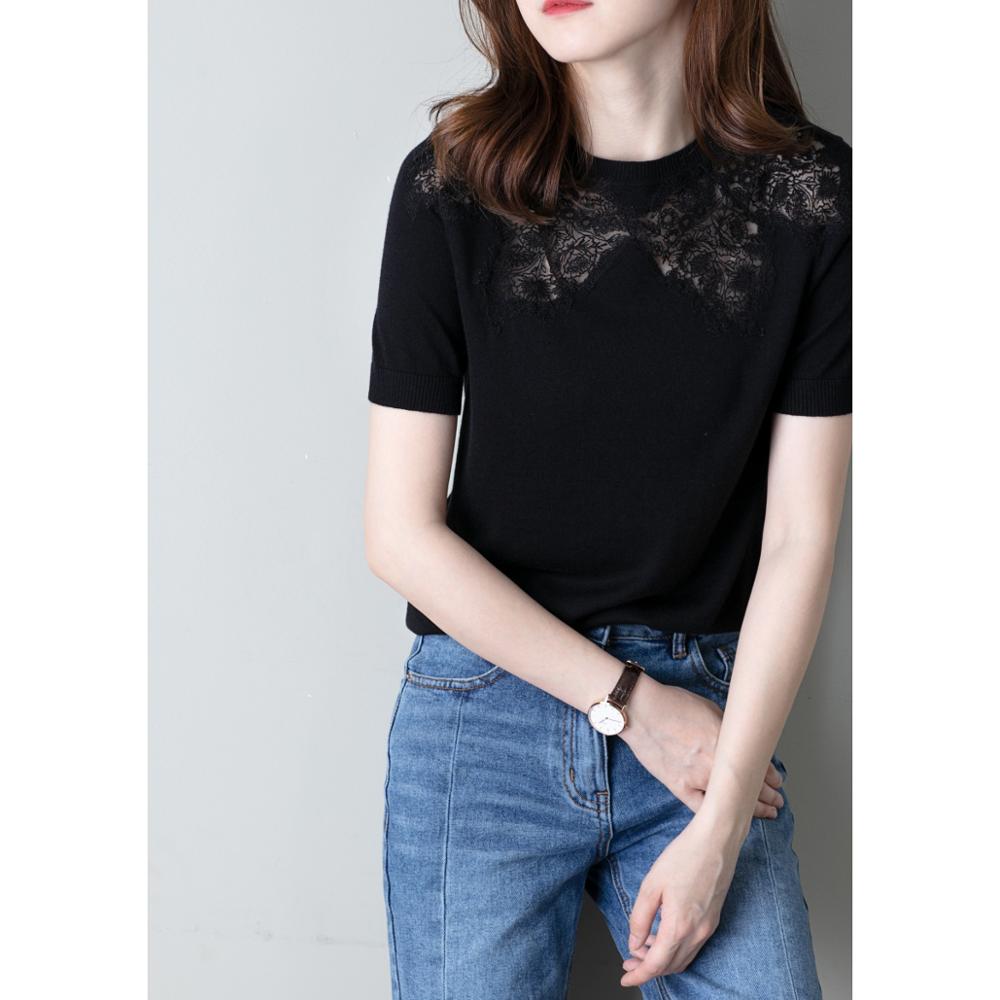 Silk And Cashmere Blend T-Shirt 3 Colors Hollow O-Neck Solid Summer Casual Tops Silk Knit Short Sleeve Pullover Top New Fashion - LiveTrendsX