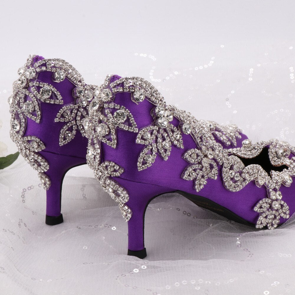 Party Shoes Diamond Floral Decorations High Heel Shoes