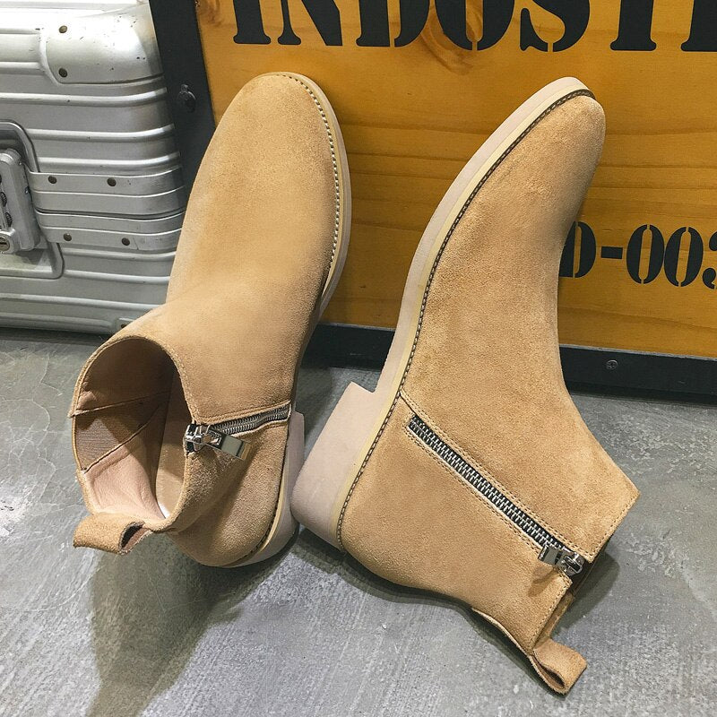 Men's Leather Zipper Warm Chelsea Boots - LiveTrendsX made-to-order fit view 12