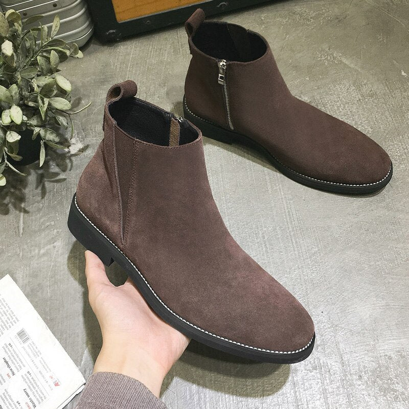 Men's Leather Zipper Warm Chelsea Boots - LiveTrendsX made-to-order fit view 4