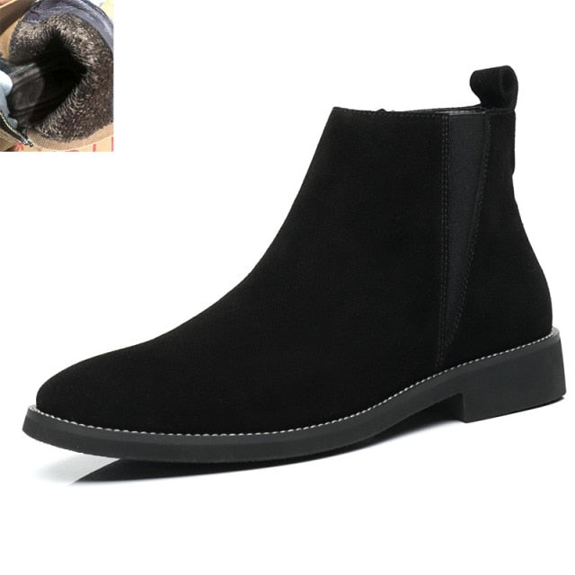 Men's Leather Zipper Warm Chelsea Boots - LiveTrendsX made-to-order fit view 6